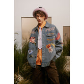 Unisex Jacket Retro Washed Denim Jacket Men and Women Couple Spring and Autumn Coat